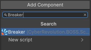 Add Component menu with Breaker highlighted