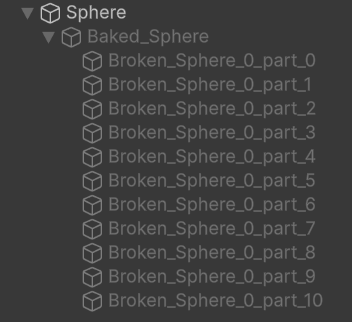 Baked broken object as a disabled child GameObject under the Breaker in the Hierarchy