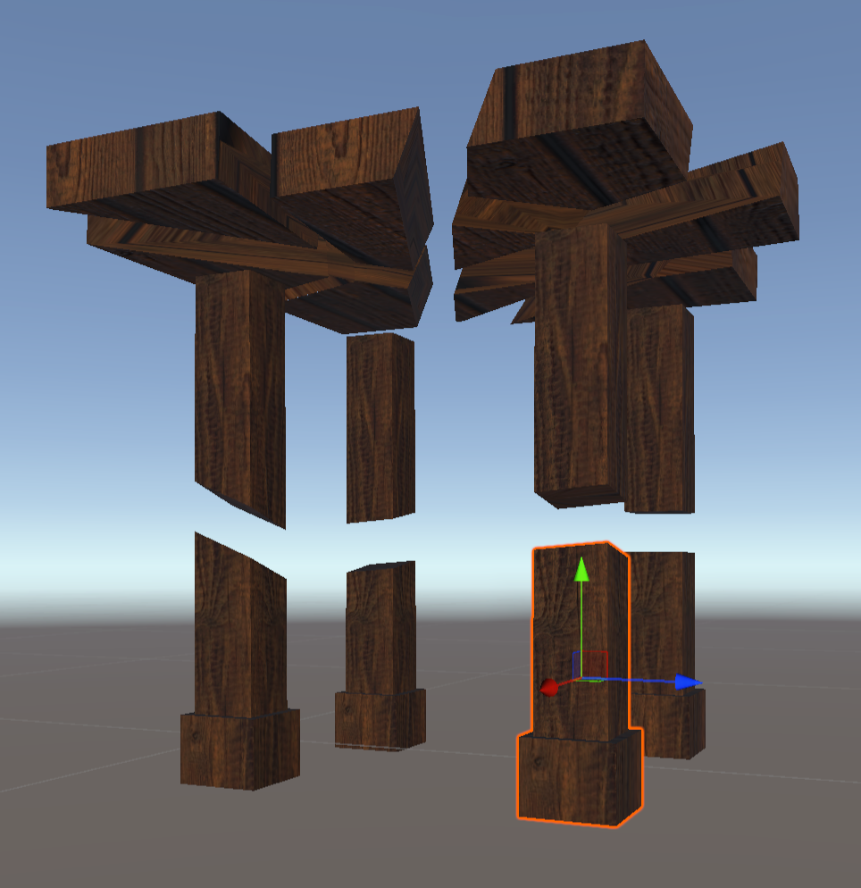 Same stool with Split Islands Every Slice on — selecting one leg highlights only that leg because each is now its own shard