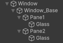 Hierarchy of the Window setup: Window > Window_Base > Pane1/Pane2, each with a Glass child